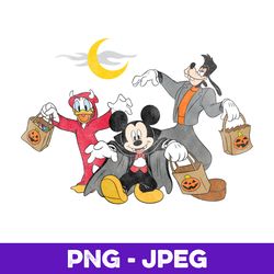 Disney Mickey goofy Donald Halloween Squad LS , PNG Design, PNG Instant Download