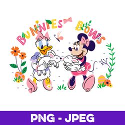 Disney Minnie and Daisy Bunnies and Bows Girlsu2019 Easter V1 , PNG Design, PNG Instant Download