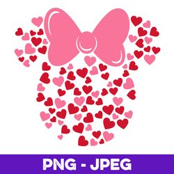 Disney Minnie Mouse Icon Pink Hearts Valentine's Day V1 , PNG Design, PNG Instant Download