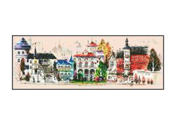 PDF Cross Stitch Digital Pattern - The City Landscape - Four Seasons - Embroidery Counted Templates