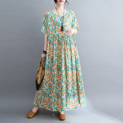 New Ladies Fashion Plus Size Printed Short Sleeve Dress