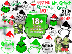 18 Grinch Bundle Svg, Christmas Svg, Grinch Svg, Grinch Face Svg