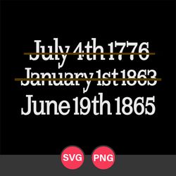 July 4th1776 January 1st 1863 June 19th 1965 Svg, Juneteenth Svg, Black History Svg, Png Digital File