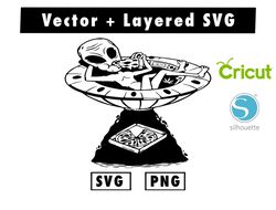 Alien eat pizza vector svg and png files for cricut machine , anime svg , manga svg , Goku svg