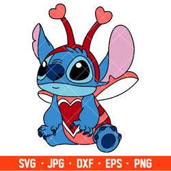 Stitch Bug Svg, Love Svg, Valentine's Day Svg, Disney Svg, Cricut, Silhouette Vector Cut File