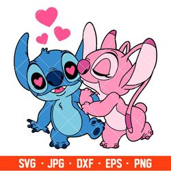Stitch and Angel Svg, Love Svg, Valentine's Day Svg, Disney Svg, Cricut, Silhouette Vector Cut File