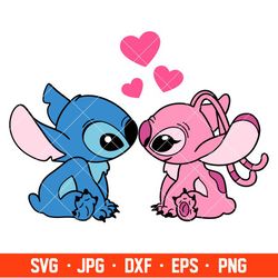 Stitch and Angel Svg, Love Svg, Valentine's Day Svg, Disney Svg, Cricut, Silhouette Vector Cut File