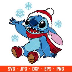 Stitch With Snowflakes Svg, Christmas Svg, Santa Claus Svg, Lilo & Stitch Svg, Cricut, Silhouette Vector Cut File