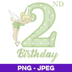 Disney Peter Pan 2nd Birthday Tinkerbell Portrait , PNG Design, PNG Instant Download