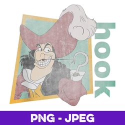 Disney Peter Pan Retro Captain Hook Smirking V2 , PNG Design, PNG Instant Download