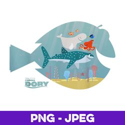 Disney Pixar Finding Dory Fish Frame Graphic V4 , PNG Design, PNG Instant Download