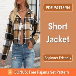 Jacket Pattern, Women Short Jacket Sewing Pattern, Winter Jacket Pattern, Women's Shirt Jacket, Shacket sewing pattern
