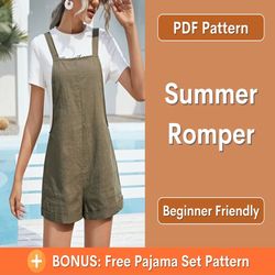 Romper Sewing Pattern - XS-XXL - Playsuit sewing pattern - Jumpsuit Sewing Pattern, Pattern Women's Jumpsuits