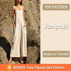 Jumpsuit Sewing Pattern | XS-XXL | Overalls pattern | Jumpsuit PDF Pattern |Women's Jumpsuits | Dungaree Pant Loose