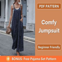 Jumpsuit Pattern | XS-XXL | Overalls pattern | Jumpsuit Sewing PDF Pattern |Women's Jumpsuits | Dungaree Pant Loose