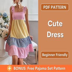 Dress Pattern | Dress PDF Sewing Pattern | Pinafore Dress Pattern | Beginner Sewing Pattern | Women Sewing Pattern