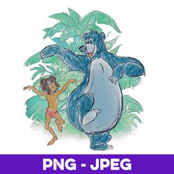 Disney The Jungle Book Mowgli & Baloo Crayon Sketch V2 , PNG Design, PNG Instant Download