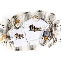 Mama Mini Cute Leopard ArrowT-Shirt, Mom and daughter Matching Shirt, Blessed Mama Shirt, Mom Life Shirt, Mama Mini