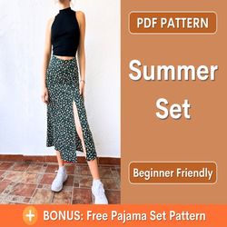 Top and Skirt Pattern, Beginner Sewing Pattern, Summer Patterns, Skirt Pattern, Easy Skirt, Tank Top Pattern, Easy PDF