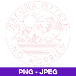 Disney The Lion King Hakuna Matata No Worries Outline Logo V1 , PNG Design, PNG Instant Download
