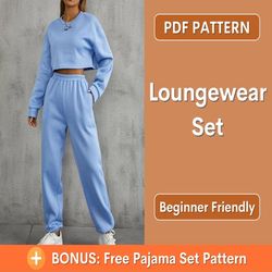 loungewear set pattern, sweat set pattern, jogger sewing pattern, women's sweatpants sewing pattern pants, easy joggers