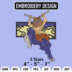 Hashibira Inosuke Embroidery Designs, Inosuke Embroidery Files, Demon Slaye Machine Embroidery Pattern, Digital Download