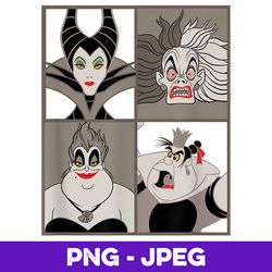 Disney Villains , PNG Design, PNG Instant Download