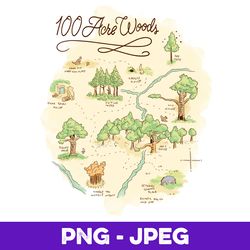 Disney Winnie The Pooh 100 Acre Woods Map V1 , PNG Design, PNG Instant Download