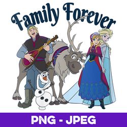 Womens Disney Frozen Family Forever Group Shot V3 , PNG Design, PNG Instant Download