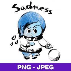 Womens Disney Pixar Inside Out Sadness Watercolor V3 , PNG Design, PNG Instant Download