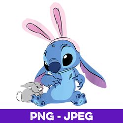 Womens Disney Stitch with Easter Bunny V3 , PNG Design, PNG Instant Download