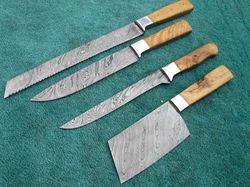 Gorgeous Kitchen Knife Set Custom Handmade With Leather Roll