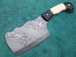 Stunning Custom Hand Made Damascus Steel Full Tang Butcher Knife