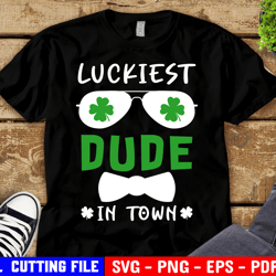 Luckiest Dude In Town Svg, Saint Patricks Day Svg, Baby Boy Svg, Mister Lucky Charm Svg, Kids Svg File For Cricut
