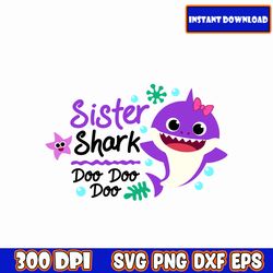 SISTER SHARK Svg Bundle, Shark Fish Svg, Shark Design Svg, Baby Shark Birthday,Hammerhead Shark Svg, Great White Shark
