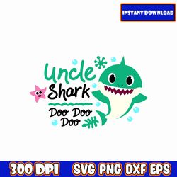 Uncle Shark SVG: Baby Shark Birthday Baby Shark Birthday Boy Invitation Baby Shark Happy Birthday Shark Invitation