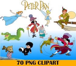 peter pan png clipart, neverland svg, captain hook instant digital download