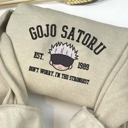 Gojo Satoru Embroidered Crewneck, Jujutsu Kaisen Embroidered Sweatshirt, Inspired Embroidered Manga Anime Hoodie, Tshirt