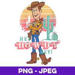 Womens Disney Pixar Toy Story 4 Woody Hey Howdy Hey Retro Portrait V3 , PNG Design, PNG Instant Download