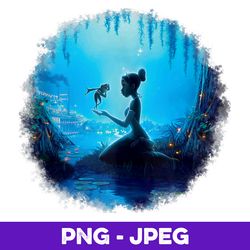 Disney The Princess And The Frog Tiana And Naveen Portraitt V2 , PNG Design, PNG Instant Download