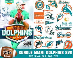 50 Designs Miami Dolphins Football Svg Bundle, Dolphins Logo Svg