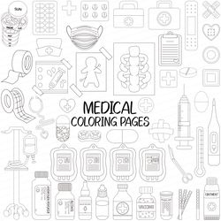 Medical Coloring page | Books, Doctor, Nurse, Medicine, Health Clip Art, Pandemic, Mask, Sanitizer, Healthcare PNG