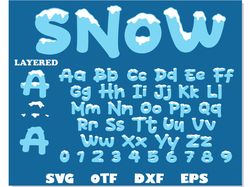 Snow Font SVG Layered Cricut | New Year Font svg, Christmas Font svg, Christmas letters svg, Snow svg, Snow letters Svg