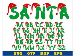Santa Stocking Cap Font SVG | Christmas Font svg Cricut, Christmas Font otf, Santa Cap svg,  Santa shirt svg Cricut