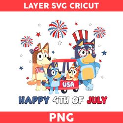 Bluey Family 4th Of July USA Png, 4th Of July Png, Bluey 4th Of July Png, Bluey Png, Bluey Patriotic Png - Digital File