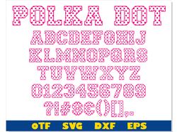 Polka Dot Font otf, Polka Dot Font svg Cricut, Polka dot Pattern Font svg, Girly Fonts, Pink font svg, sport font ttf