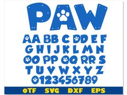 Paw Patrol Font OTF, Paw Patrol Font svg, Dog font svg, Patrol Paw letters svg Cricut,  Patrol svg Cricut, Paw Font