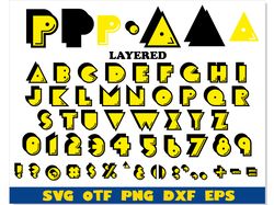Pac Man Font SVG Cricut Layered, Pac-Man png, Pac-Man Font svg, Game svg, 80s font, Pacman letters svg