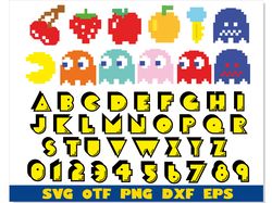 Pac-Man Bundle | Pac-Man svg, Pac Man Font svg png ttf , Pacman svg, Pac Man svg Cricut, Pacman png