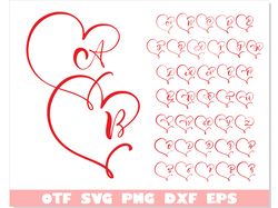 Monogram Heart Font, Valentine Day Font Hearts, Love font svg, Heart font svg, Font Hearts svg, Hearts Letters svg